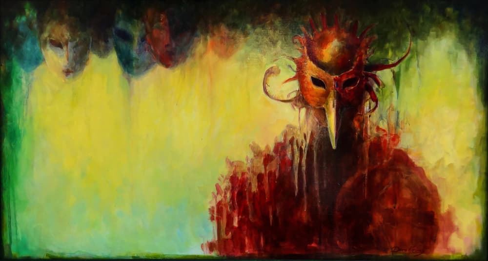 Dark Masquerade Masks by Dora Krincy — canvas wall art