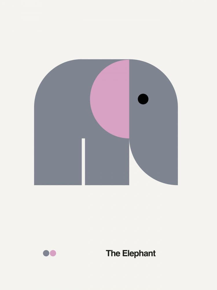 Minimalist Grey Elephant by David Vineïs — canvas wall art