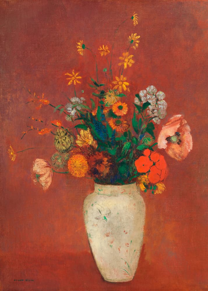 Bouquet In a Chinese Vas by Odilon Redon — canvas wall art