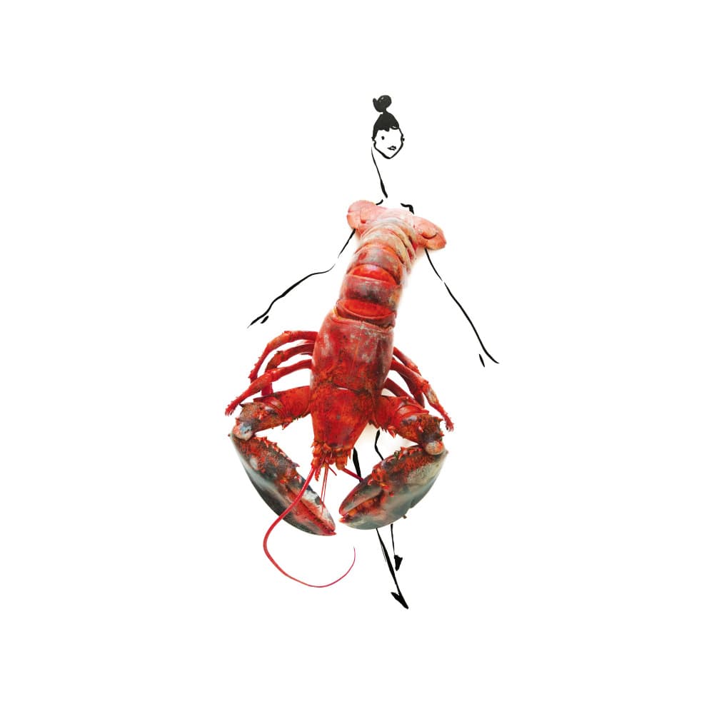 Whimsical Lobster Dress by Gretchen Roehrs — canvas wall art