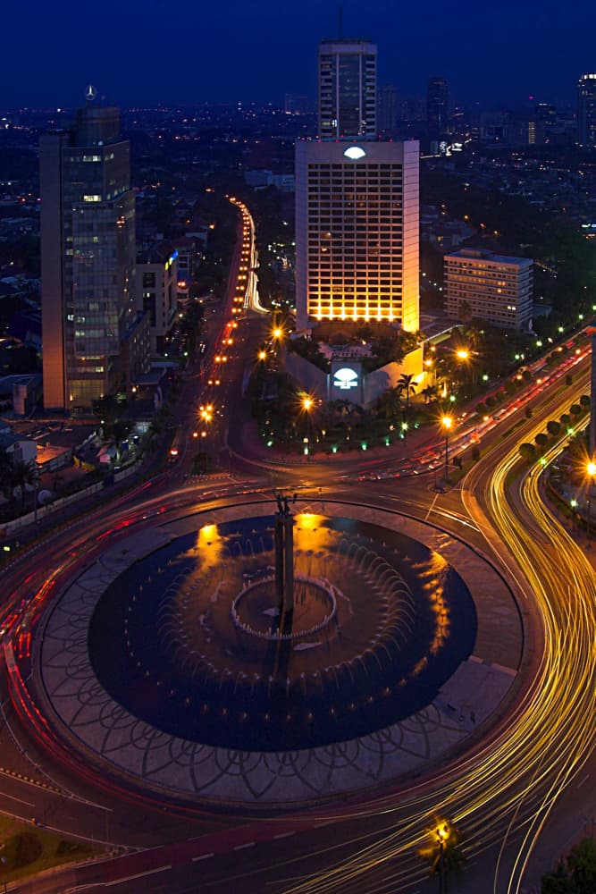 City Roundabout Glow by Rawisyah Aditya — canvas wall art