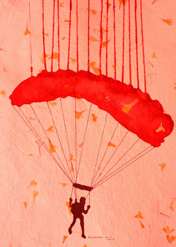 Skydiver Among Petals by Santhosh ch — canvas wall art