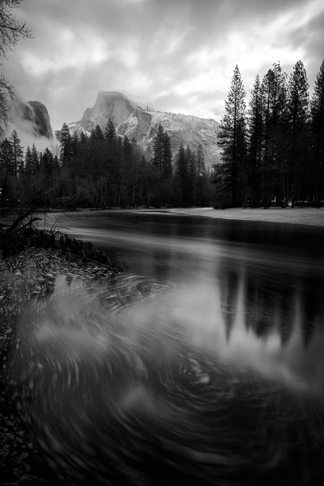 Half Dome Winter River by Johnny Zhang — canvas wall art