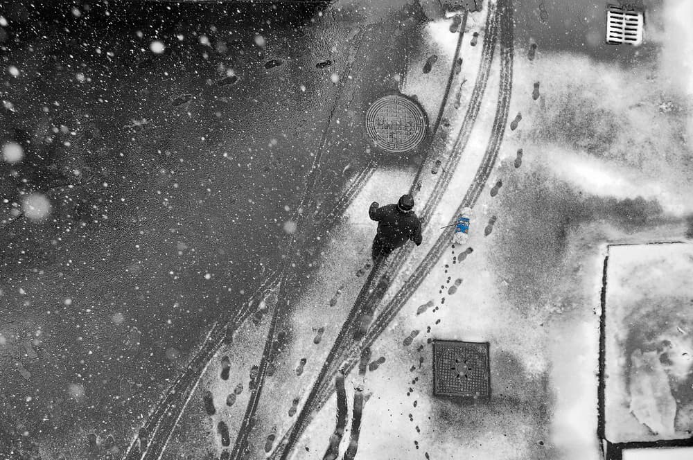 Snowy City Stroll by Nicoleta Gabor — canvas wall art