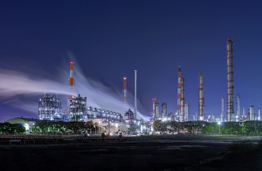 Industrial Night Glow by Tomoshi Hara — canvas wall art
