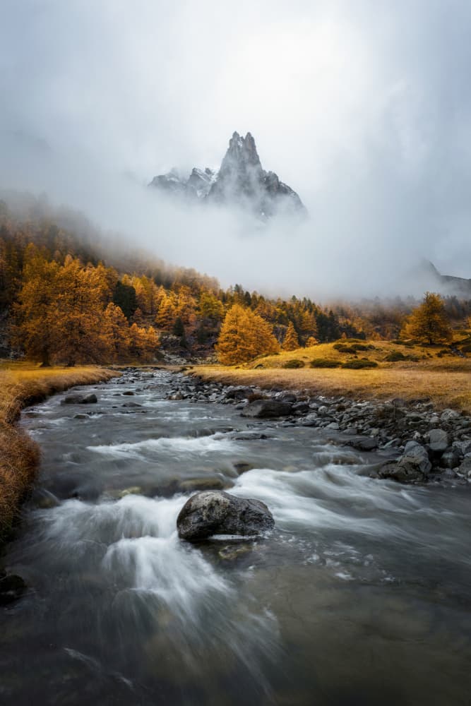Misty Mountain Autumn River by Chuan Chen APA — canvas wall art