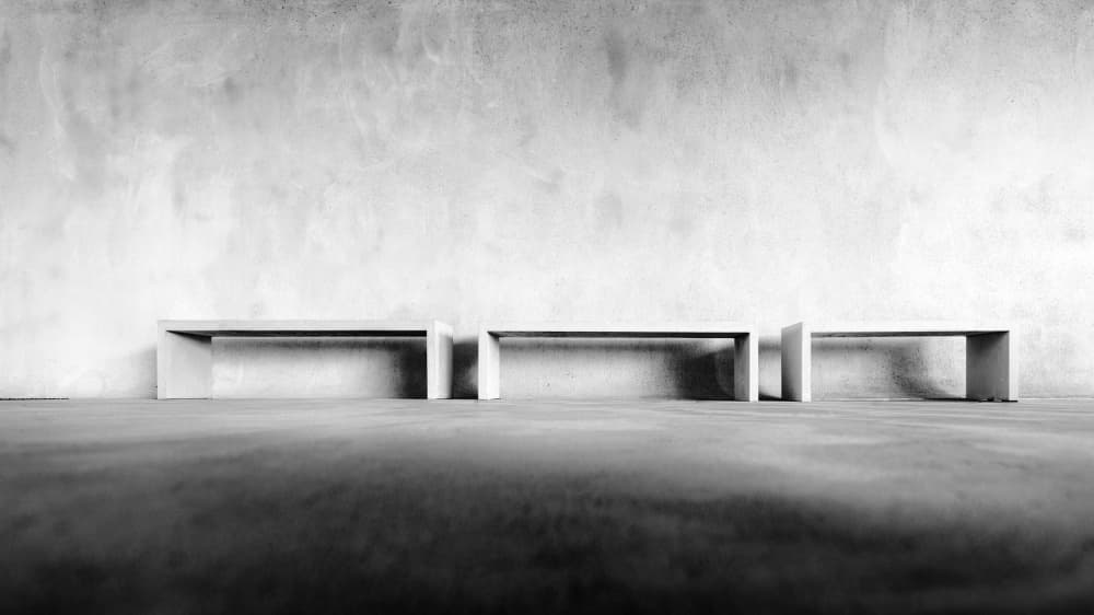 Minimalist Concrete Benches by piXXelpark — canvas wall art