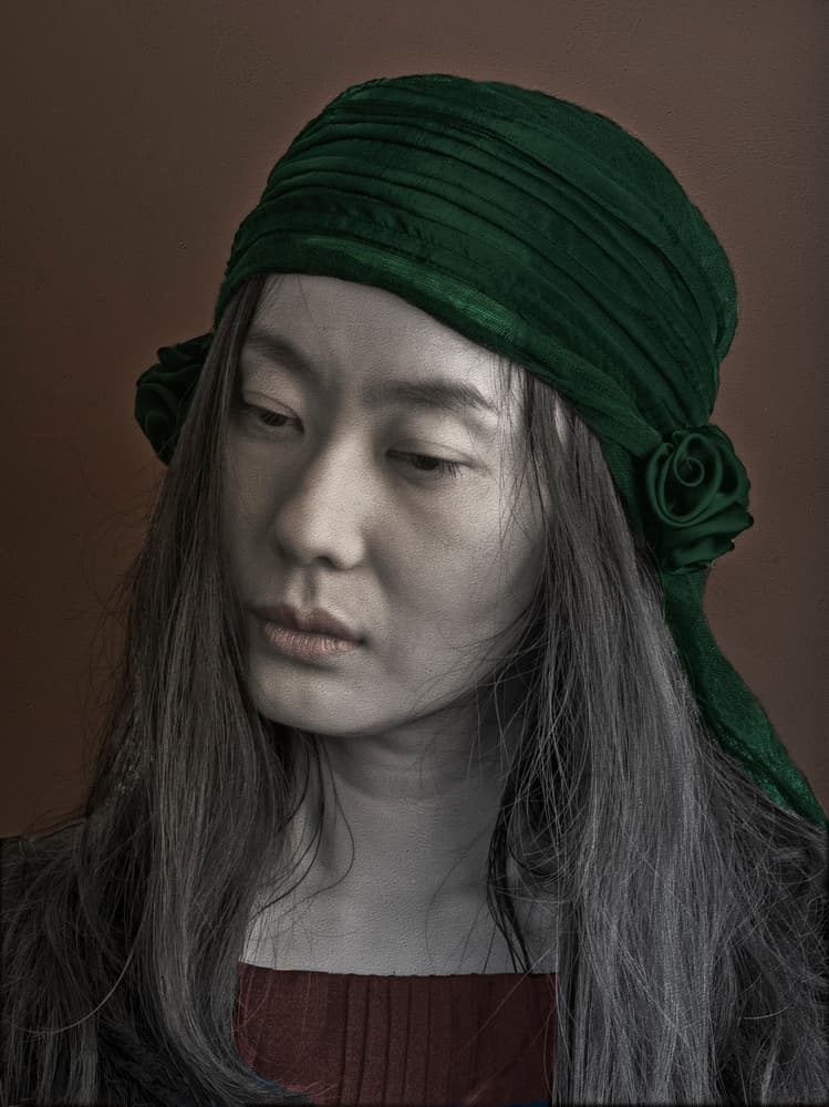 Pensive Green Turban by Fuyuki Hattori — canvas wall art