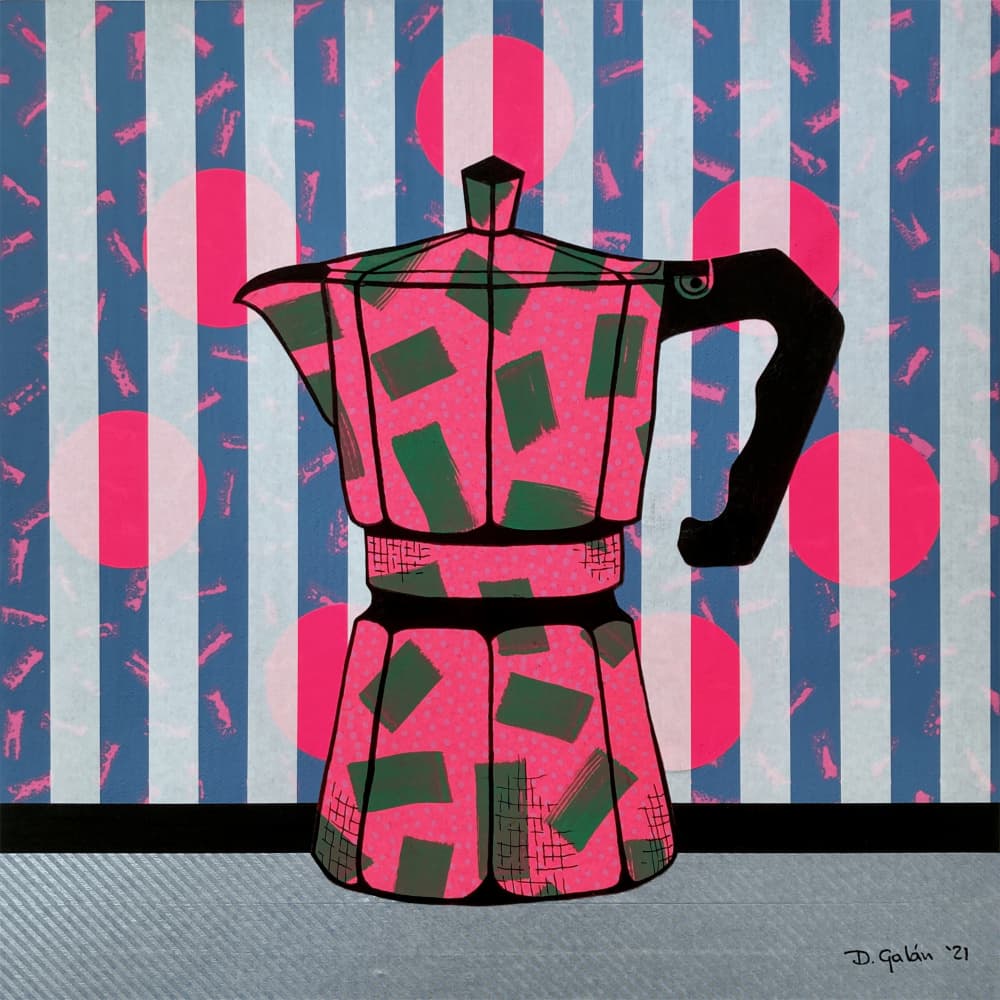 Pink Moka Pot Stripes by David Galan — canvas wall art