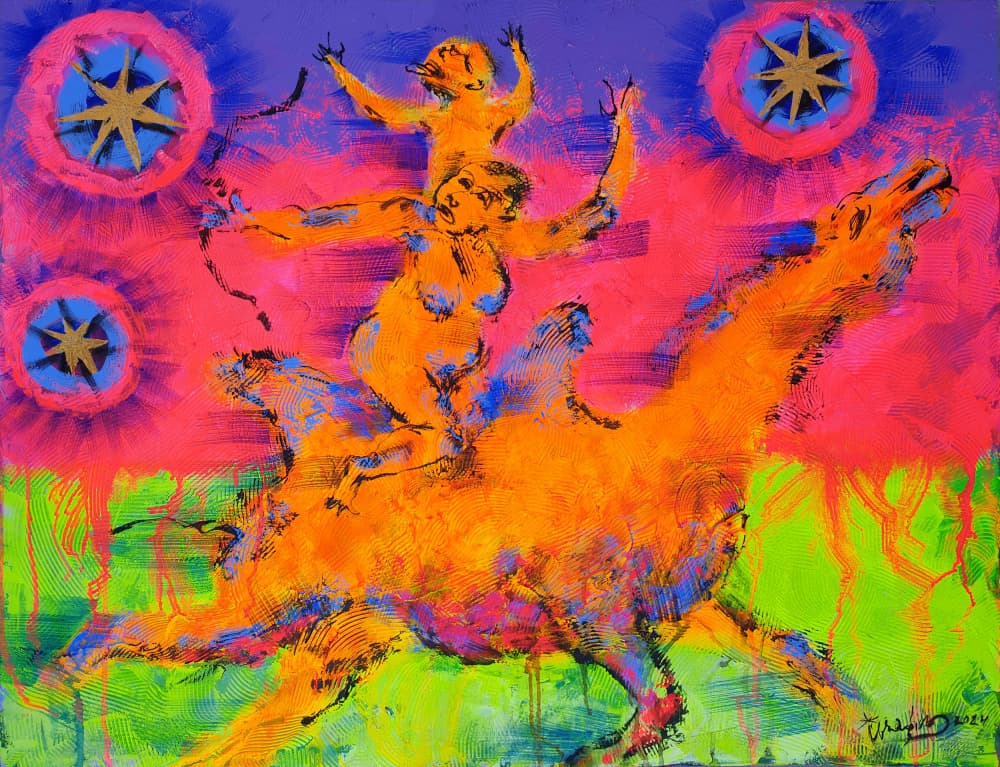 Vibrant Mythical Wild Ride by Kanat Ibragimov — canvas wall art