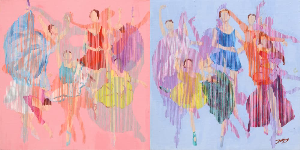 Vibrant Dance Figures by Jukyong Park — canvas wall art