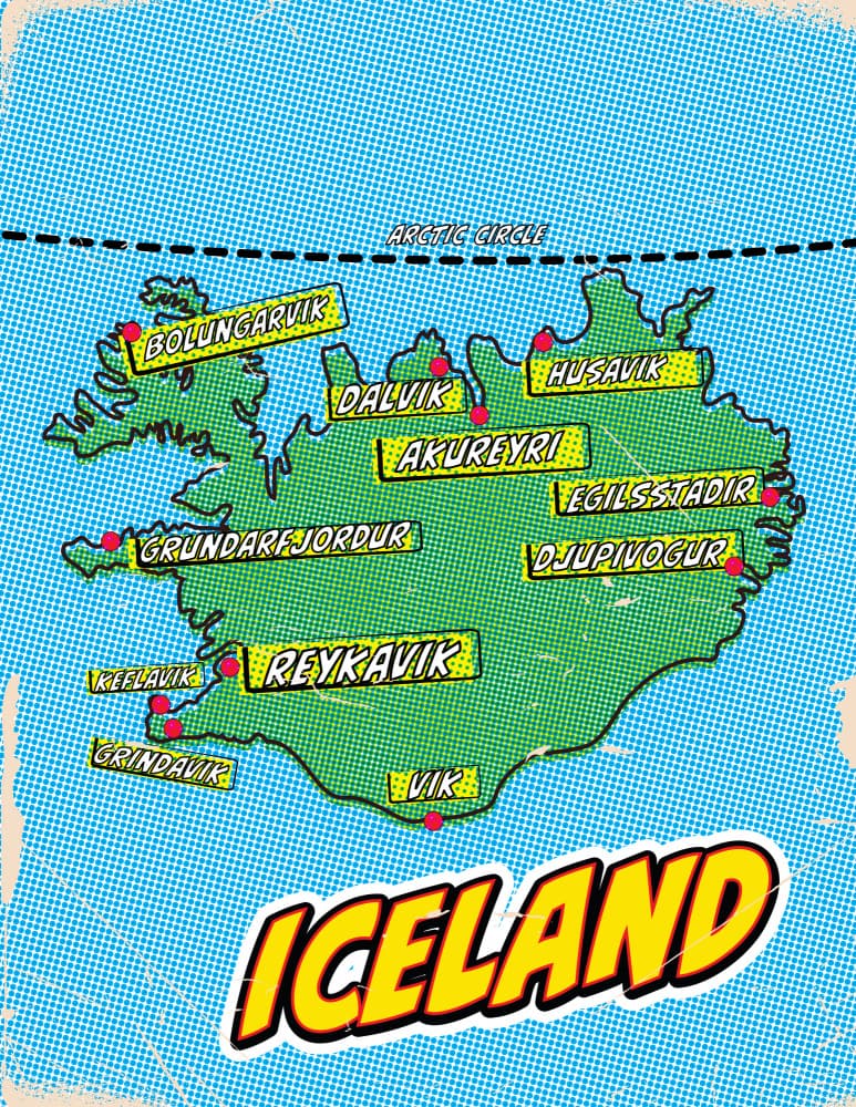 Pop Art Iceland Map by Nicholas — canvas wall art