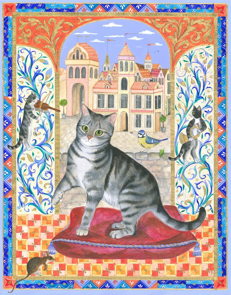 Cat Sitting Regally On A Cushion by Isabelle Brent — canvas wall art