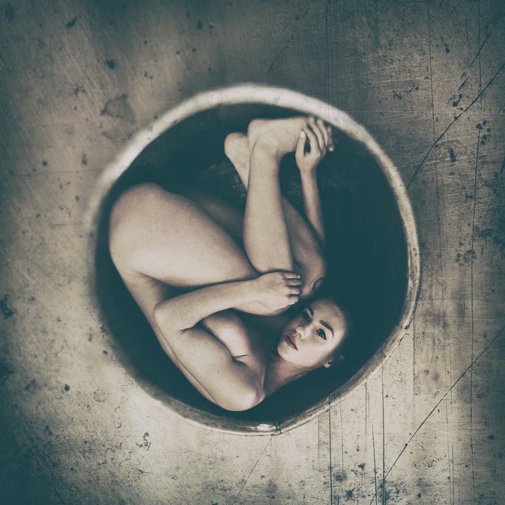 Curled Woman In Tub by Paul — canvas wall art