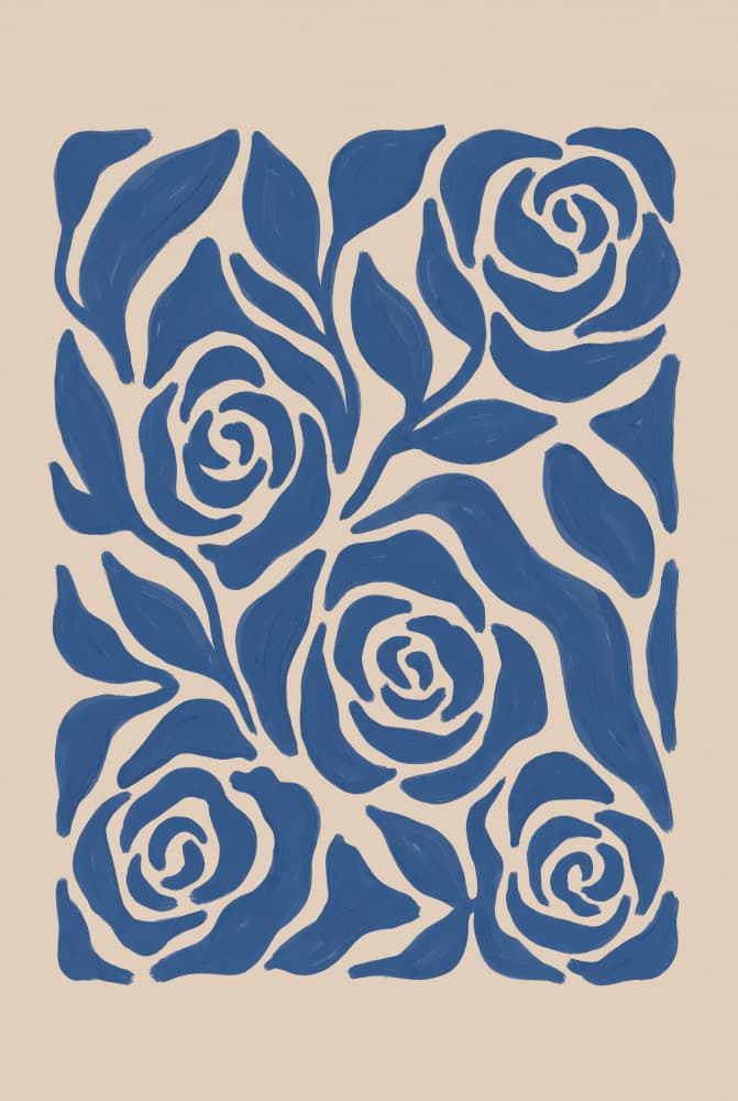 Abstract Blue Roses by Melloi Art Prints — canvas wall art