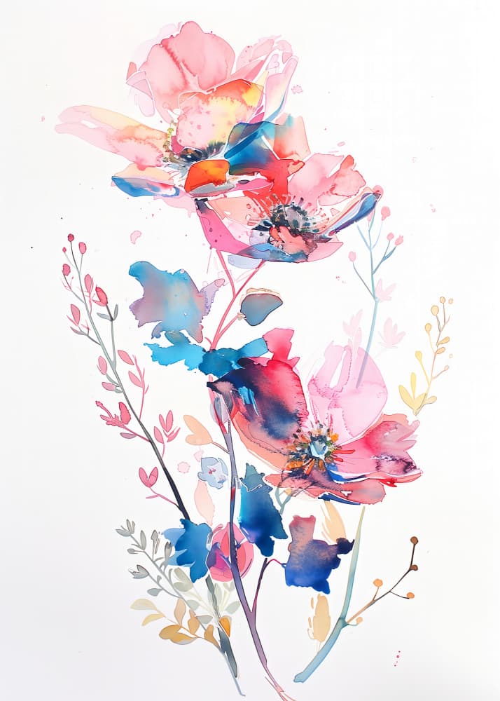 Vibrant Watercolor Blooms by Andreas Magnusson — canvas wall art