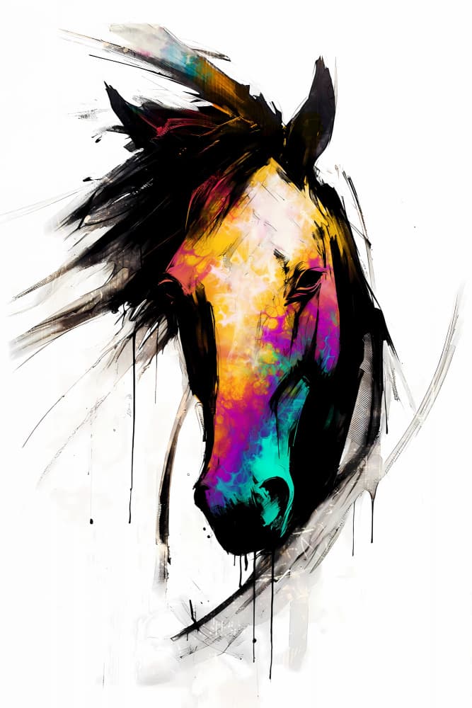 Colorful Abstract Horse by Rafal Kulik — canvas wall art
