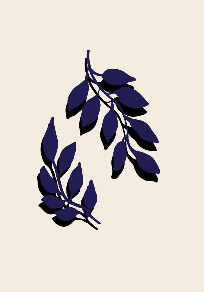 Botanical Navy Leaves by Pictufy Studio — canvas wall art