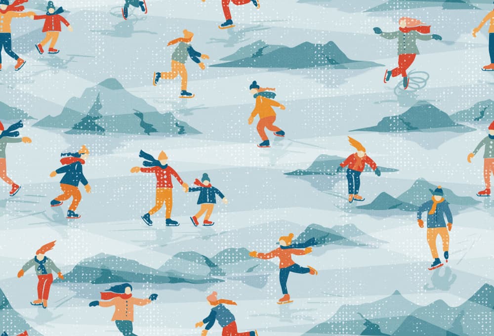 Joyful Winter Skating by Annick — canvas wall art