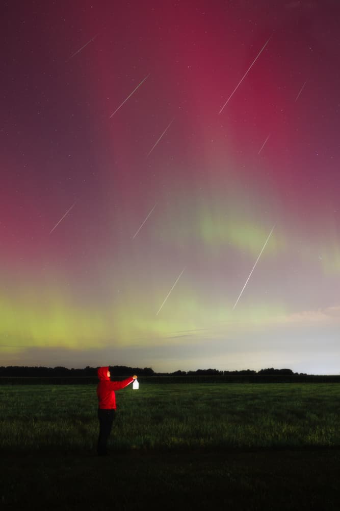 Aurora And Meteor Shower by Junbo Liang — canvas wall art