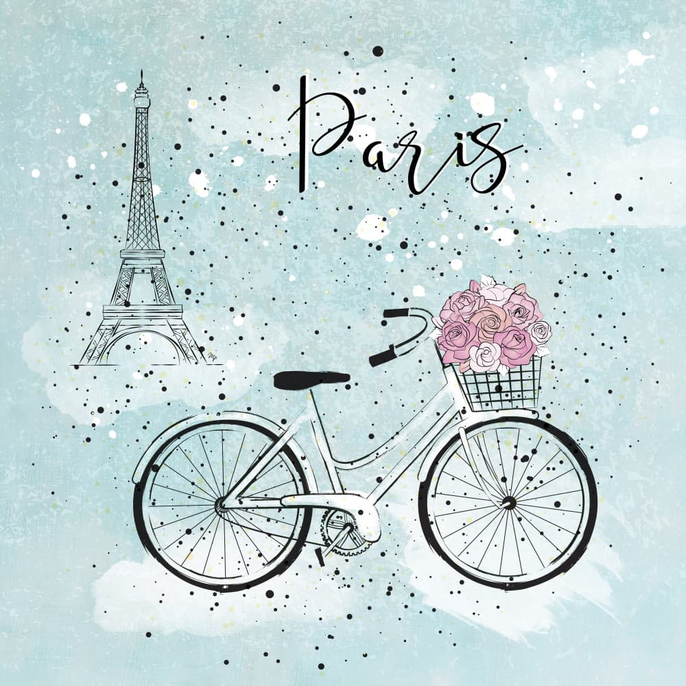 Parisian Bicycle Charm by Martina — canvas wall art