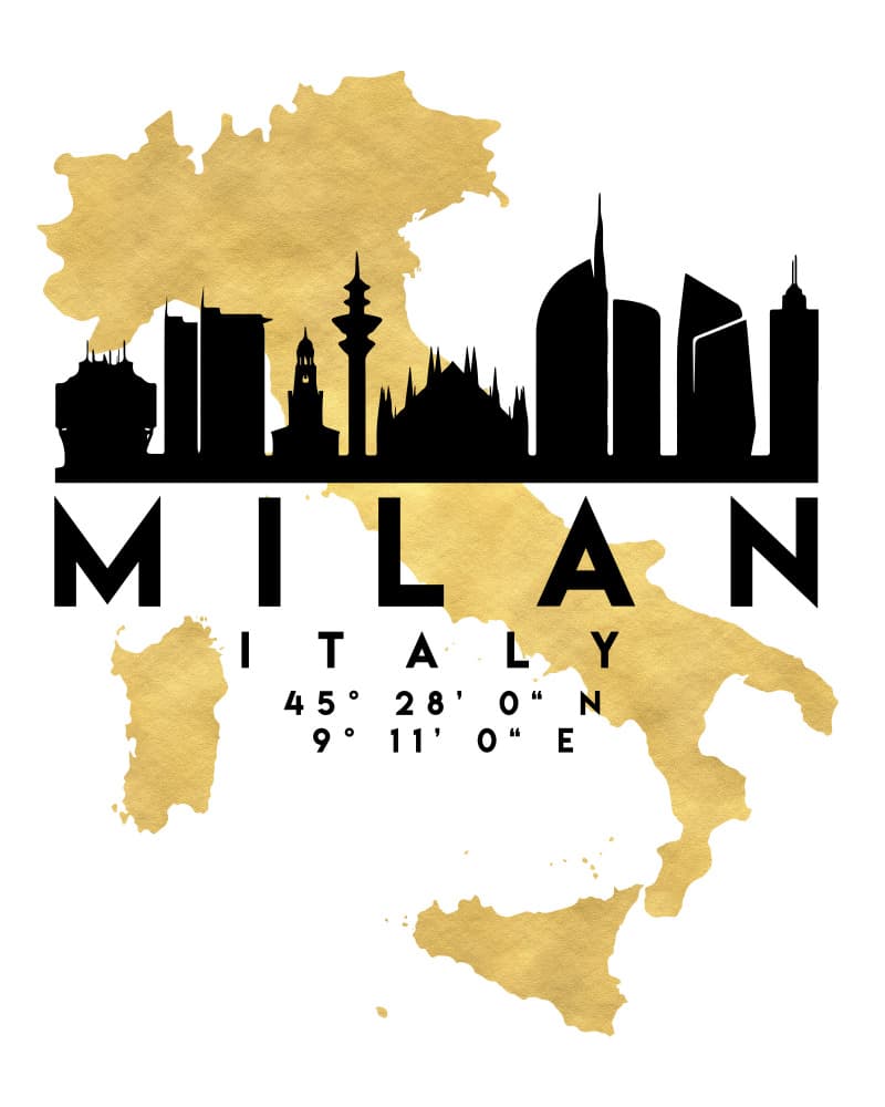Milan Gold Map Skyline by Emiliano Deificus — canvas wall art