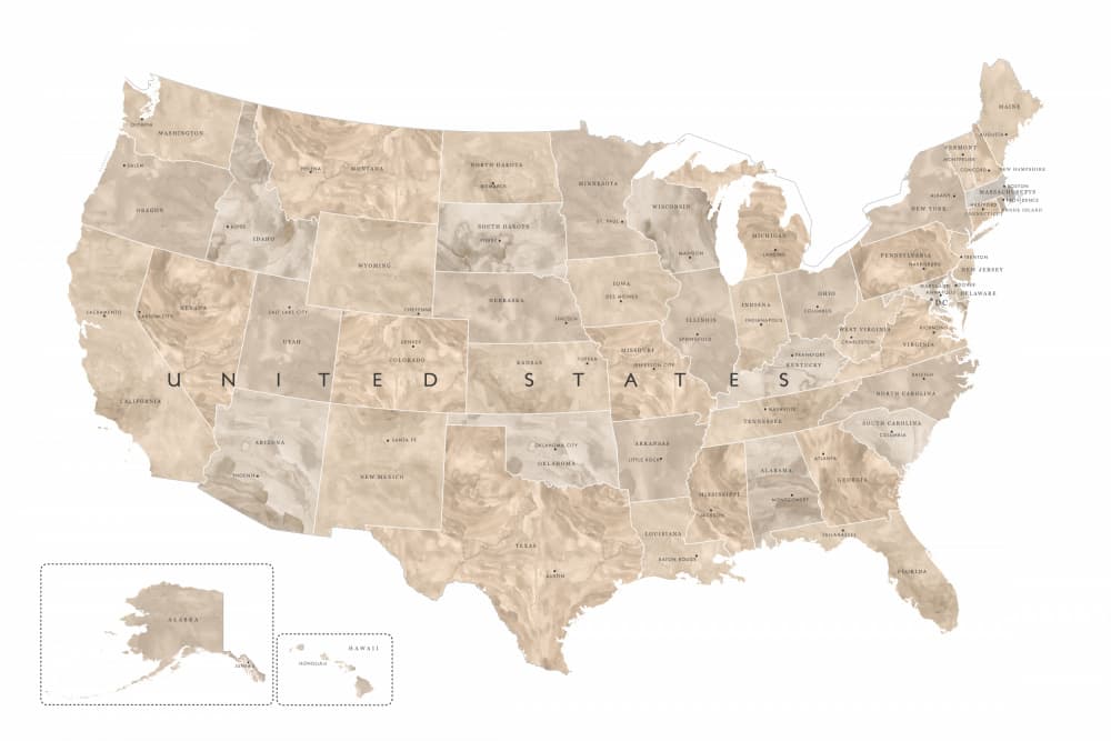 Vintage United States Map by Rosana Laiz Blursbyai — canvas wall art