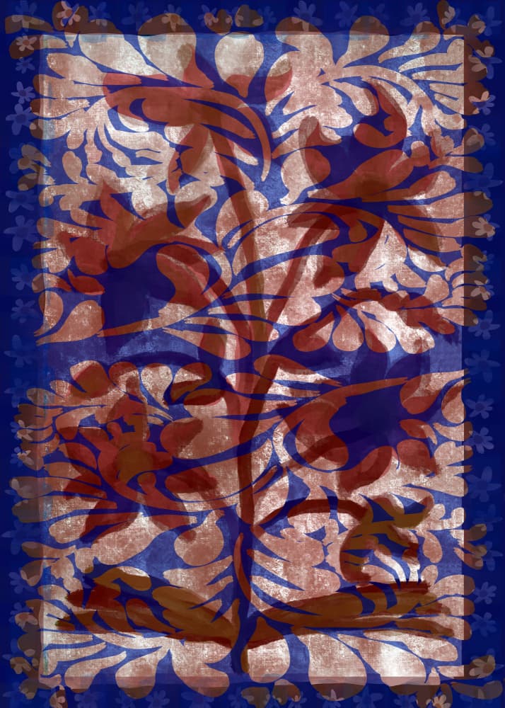 Blue Botanical Flourish by casa cartissi — canvas wall art