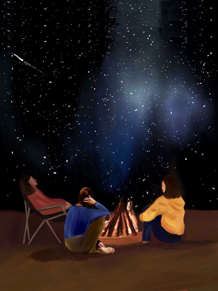Starry Night Campfire by Osheensgallery — canvas wall art