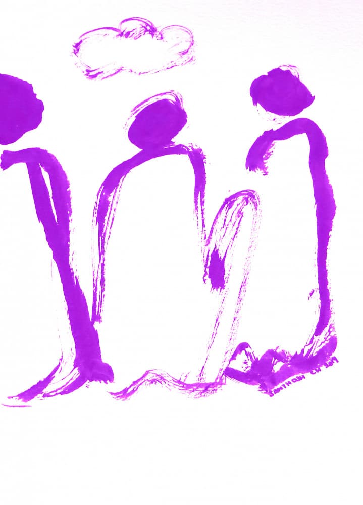 Three Purple Figures by Santhosh ch — canvas wall art