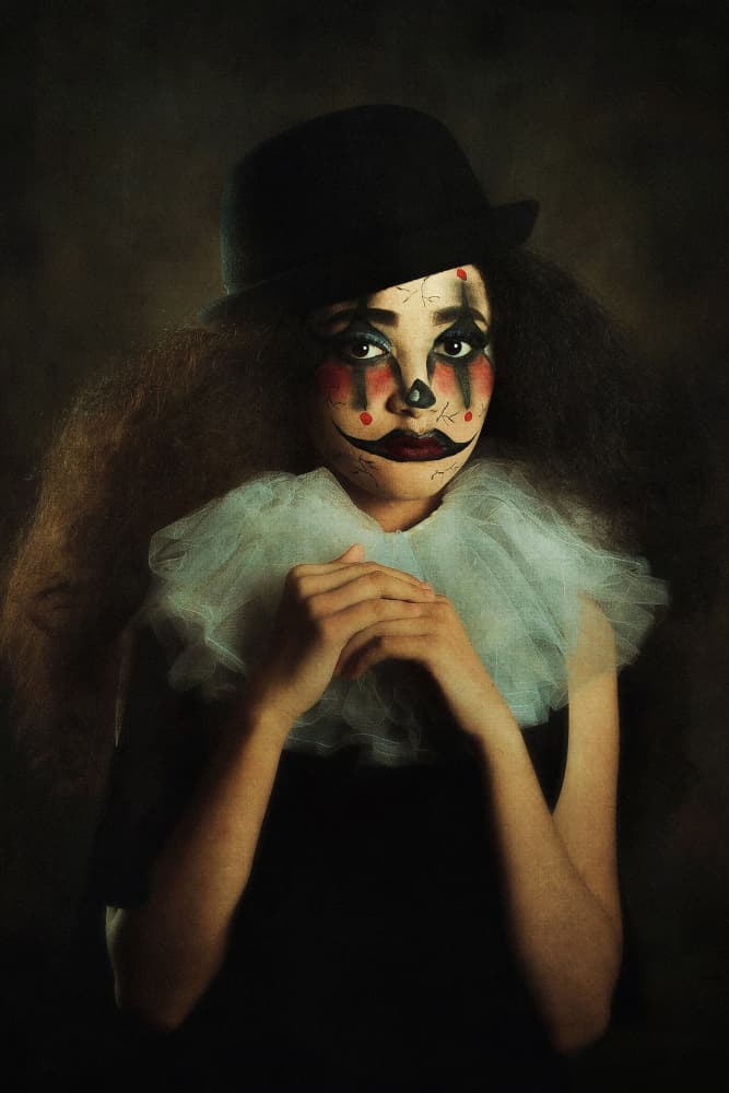 Mysterious Clown Portrait by Nick Amanda — canvas wall art