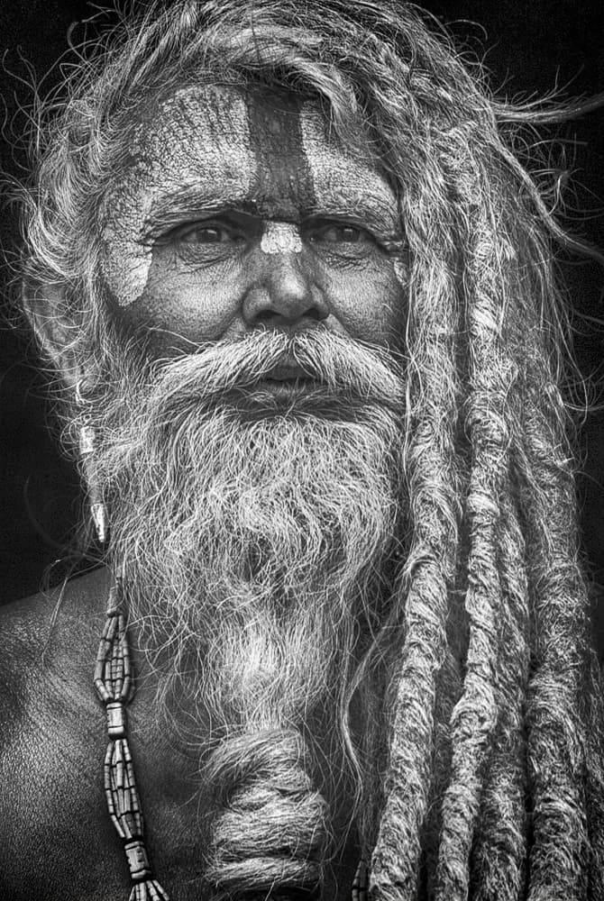 Spiritual Sadhu Portrait by Angela Muliani Hartojo — canvas wall art