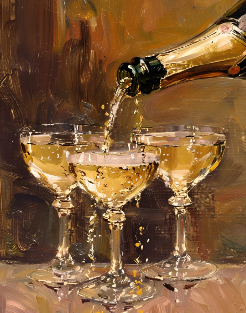 Golden Champagne Pour by Jolly and Dash — canvas wall art