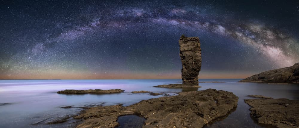 Milky Way Sea Stack Night by Raimondo Restelli — canvas wall art