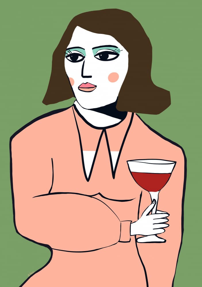 Elegant Woman with Wine by Sharyn Bursic — canvas wall art