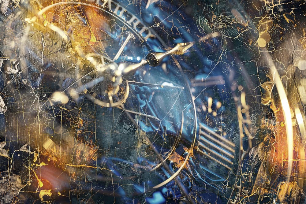 Golden Blue Clockwork by Rafal Kulik — canvas wall art
