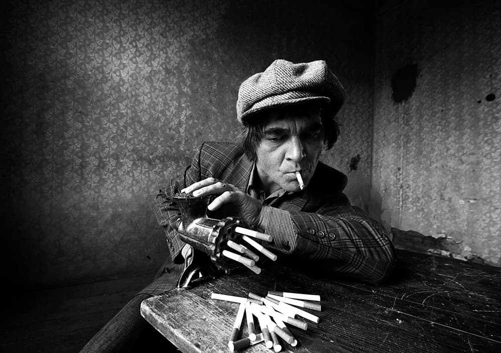 Contemplative Man Smoking by mario grobenski - psychodaddy — canvas wall art