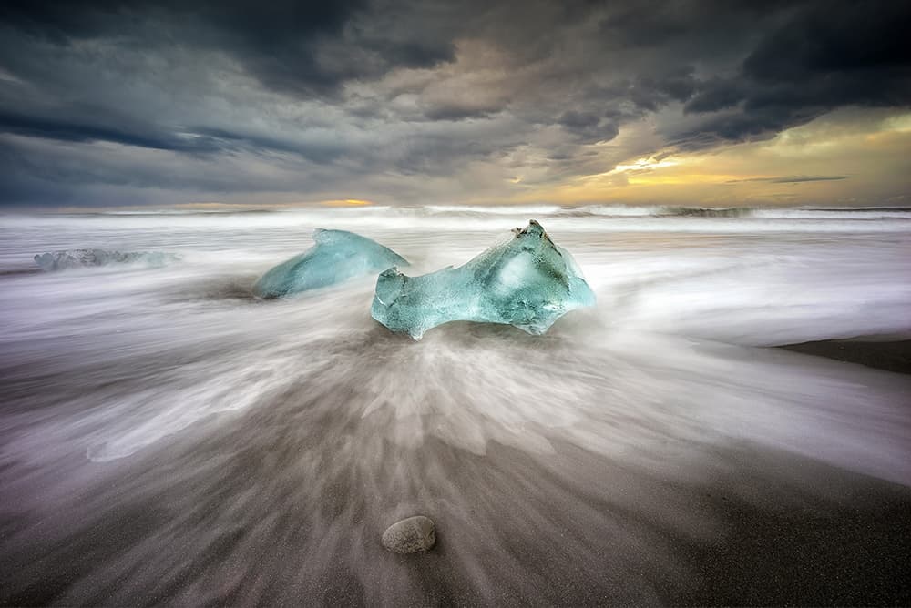 Icy Beach Twilight by Keller — canvas wall art