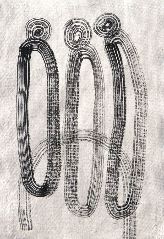 Three Spiraled Figures by Santhosh ch — canvas wall art
