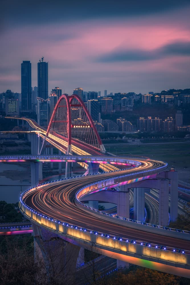 Winding City Lights by Mei Xu — canvas wall art