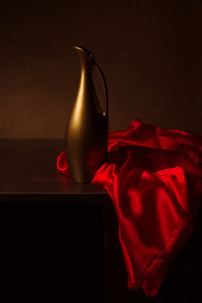 Golden Pitcher Red Drape by magnola — canvas wall art