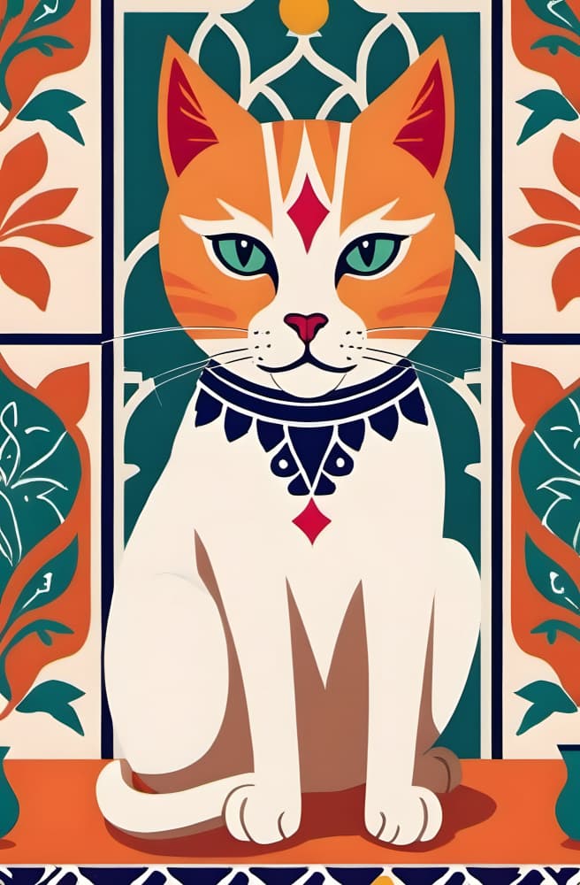 Elegant Patterned Cat by Kintsugi99 — canvas wall art