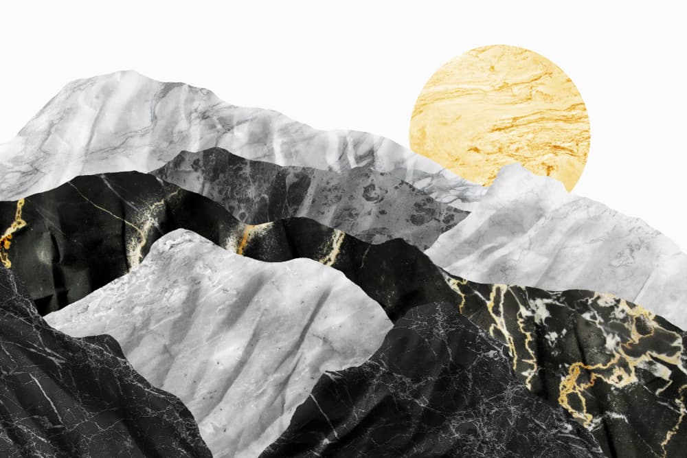 Black Gold Marble Mountains by amini54 — canvas wall art
