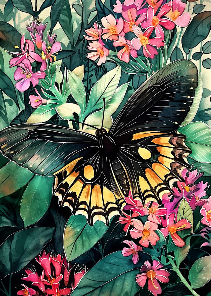 Vibrant Jungle Butterfly by Justyna Jaszke — canvas wall art