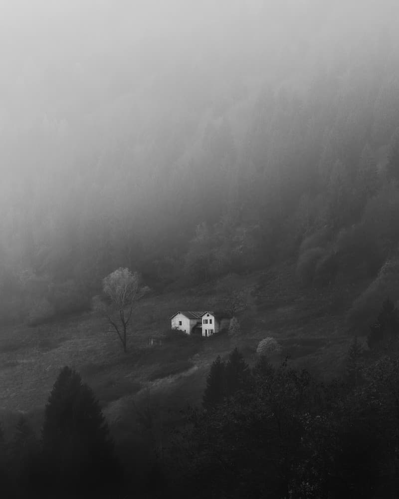 Misty Mountain Home by Thomas de Franzoni — canvas wall art