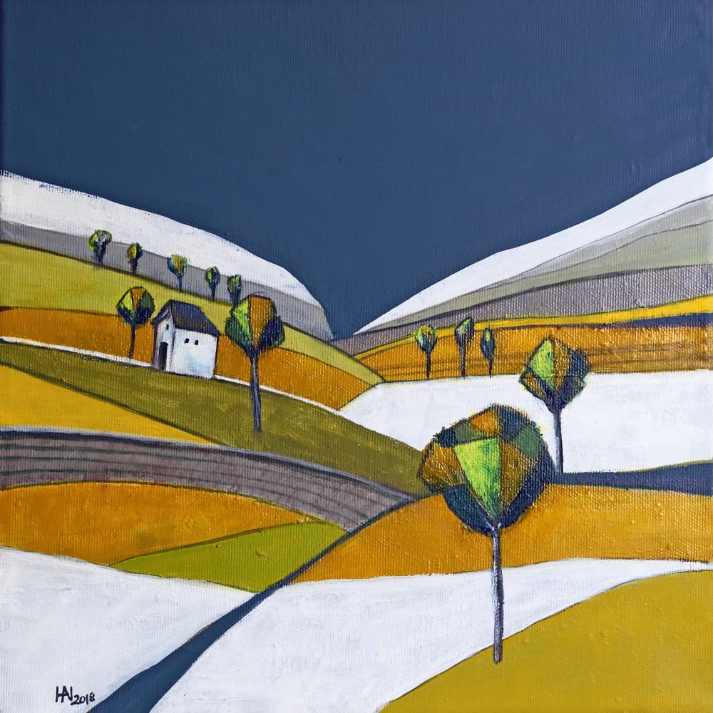 Geometric Winter Landscape by Aniko Hencz — canvas wall art