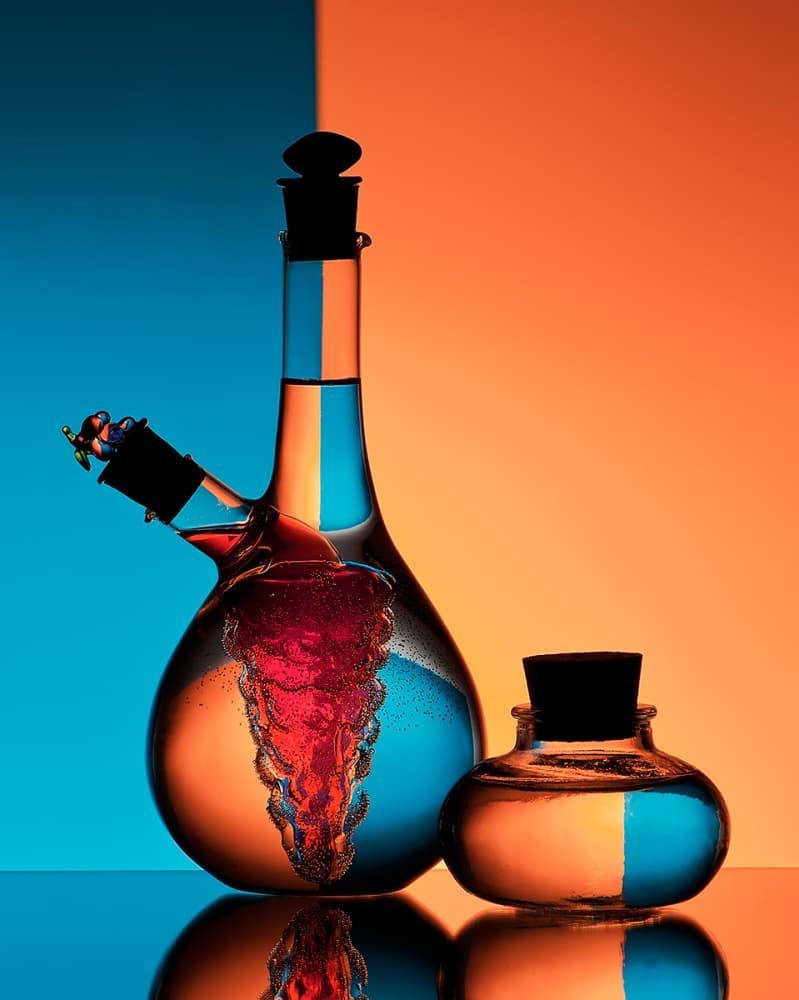 Vibrant Chemistry Bottles by Aida Ianeva — canvas wall art