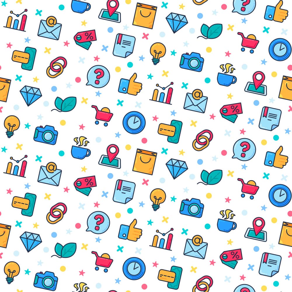 Playful Commerce Pattern by Marika Barsrsind — canvas wall art