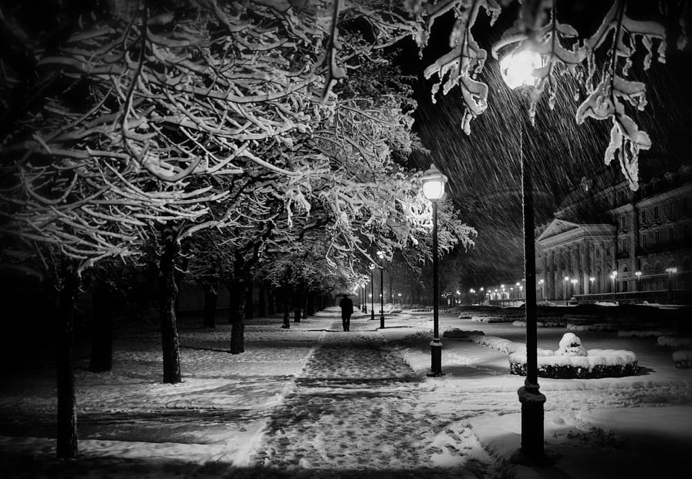 Elegant City Winter Night by Samanta Krivec — canvas wall art