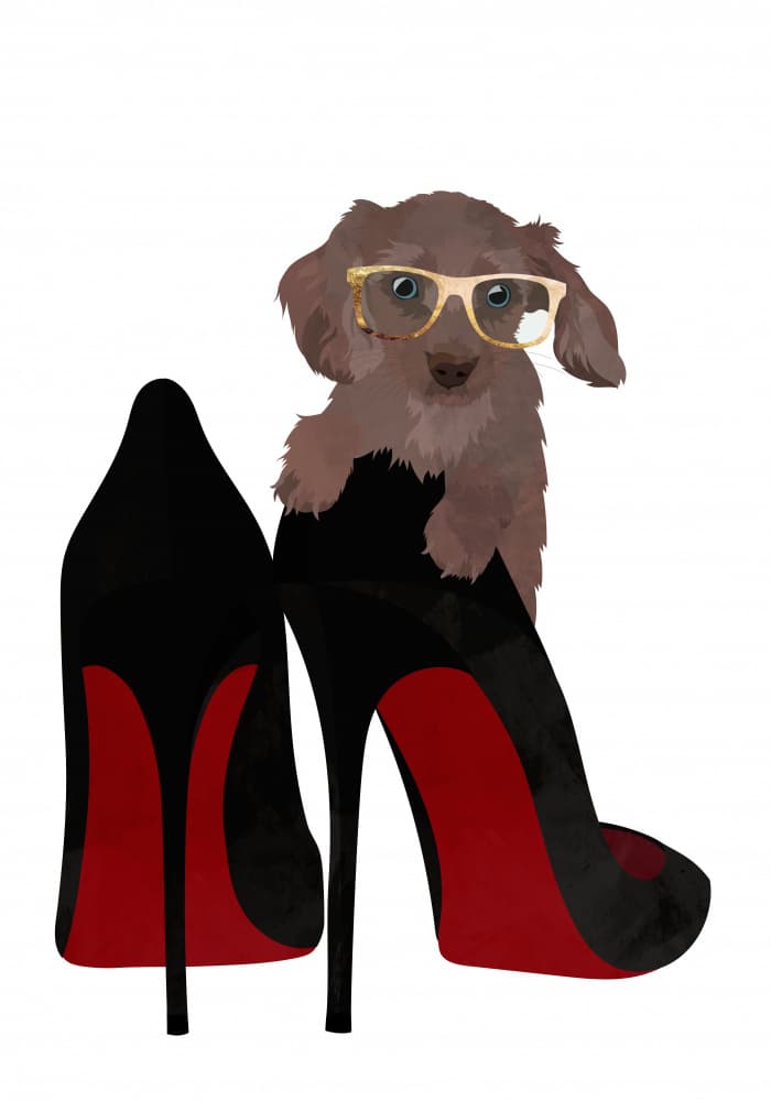 Stylish Puppy in Heels by Sarah Manovski — canvas wall art